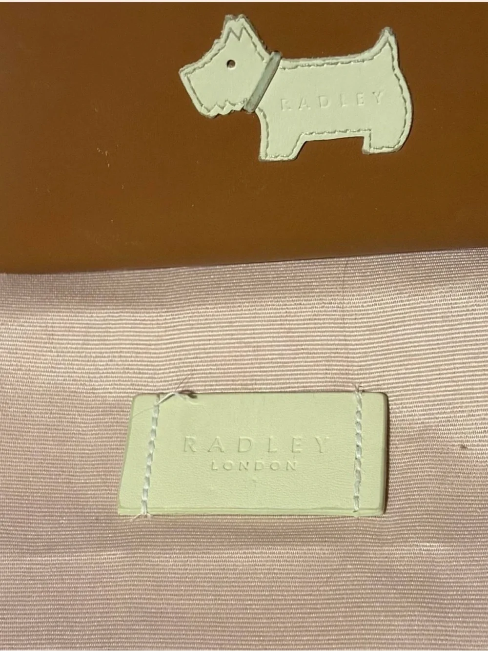 RADLEY LONDON Tan Leather Zip Wallet with Cream Scottie Applique